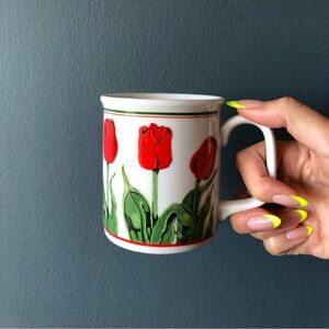 SOLD•Vintage Tulip Mug / 80’s Vintage Floral Coffee Cup / Vintage Kitchen